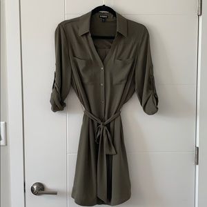 Express green button down dress